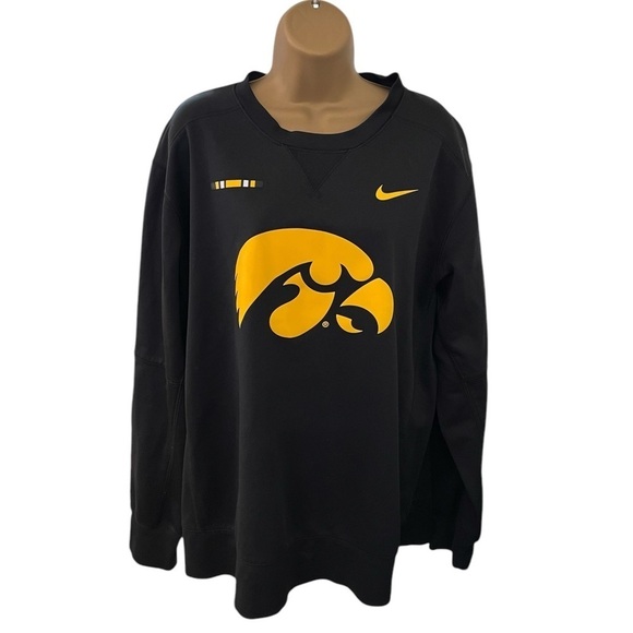 Nike Dri-Fit Iowa Hawkeyes Pullover Sweatshirt Black Gold XL - Picture 1 of 6